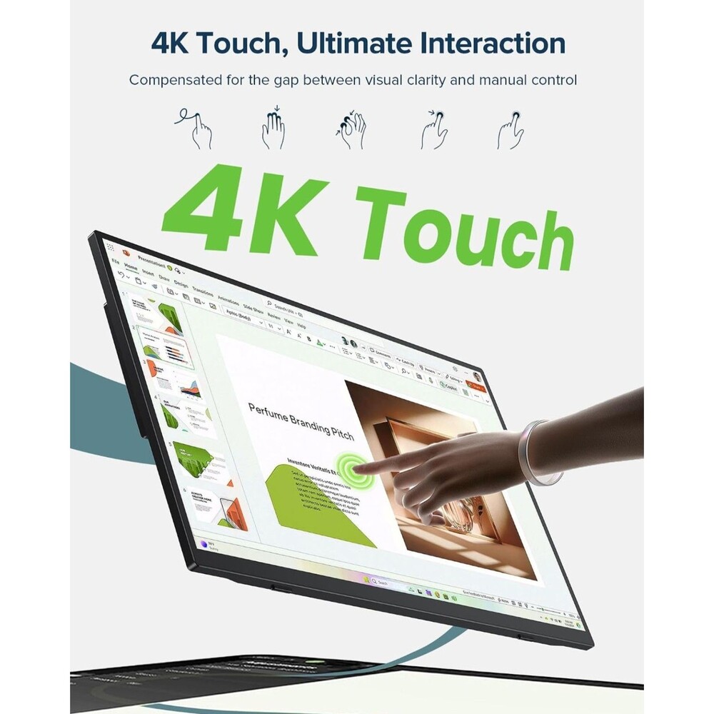 4K Portable Touchscreen Monitor 15.6 UHD 3840x2160 10 Point Ultra-Slim 125% sRGB